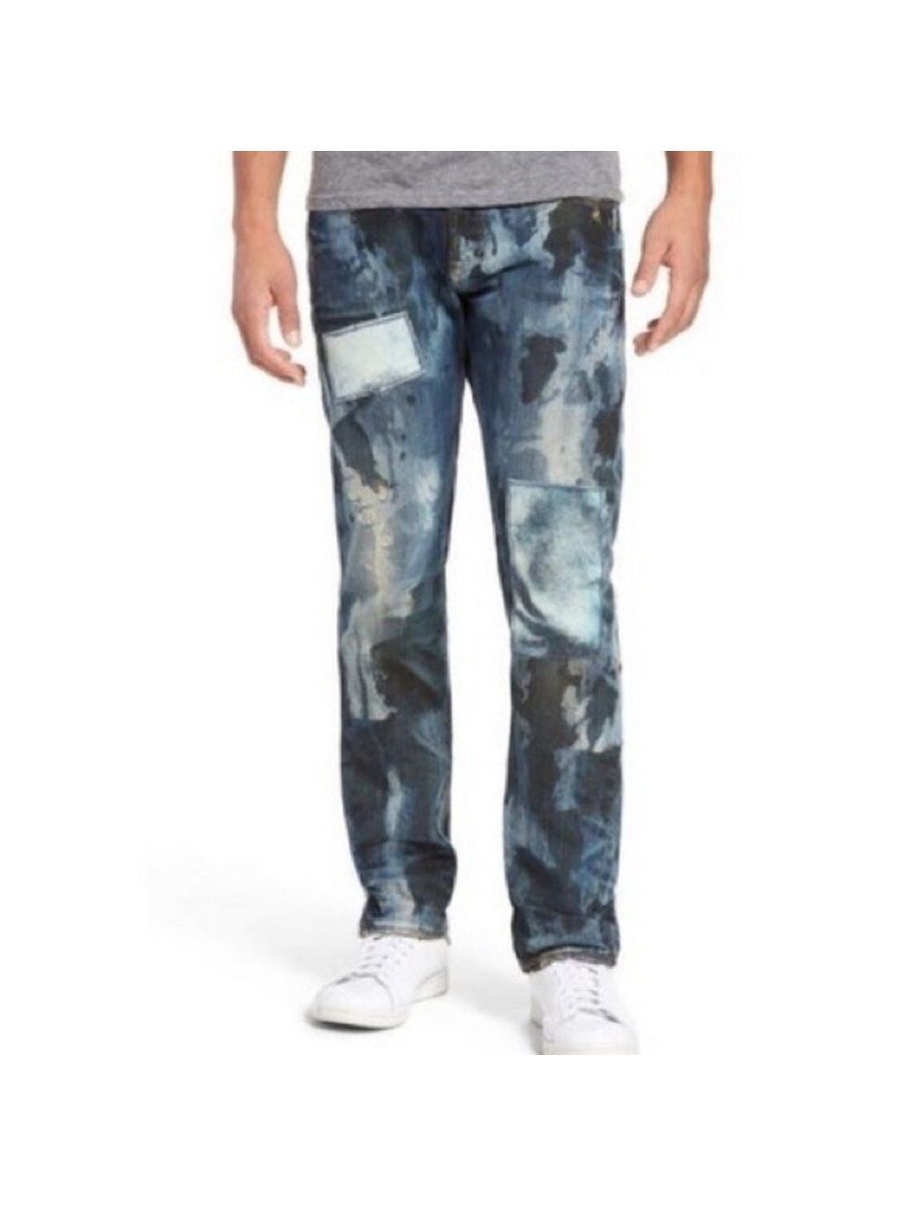 PRPS men’s distressed button fly straight leg denim jeans 32